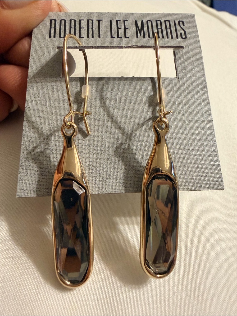 Robert Lee Morris Gold-Tone Earrings with Smoky Gray Crystals